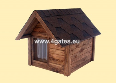 Hundehütte mit Giebeldach und kleiner Dachabdeckung
