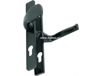 Gate handle with cover, one-sided fixed handle 72 mm (black)